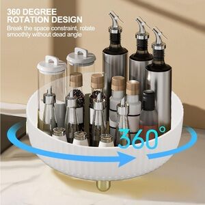360-degree rotating white storage tray